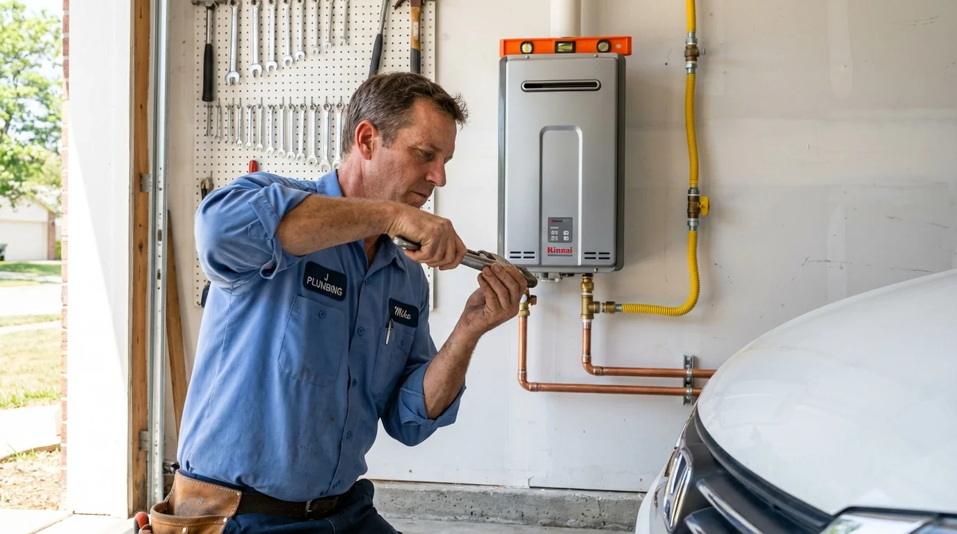 Tankless water heater installation by a Johns Plumbing LLC plumber in Central Square